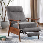 Manual Recliner Armchair Upholstered Lounge Chair With Adjustable Backrest & Footrest