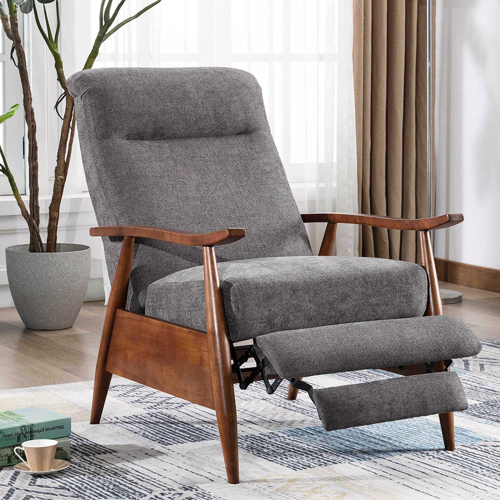 Manual Recliner Armchair Upholstered Lounge Chair With Adjustable Backrest & Footrest