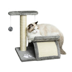 Cat Tree Plush Scratcher Kitty Activity Play Centre Tunnel Dangling Ball | Gray