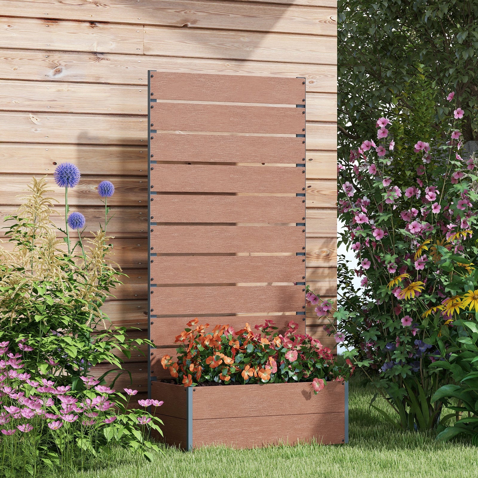 Planter With Trellis For Vines 72x38x150cm | Brown
