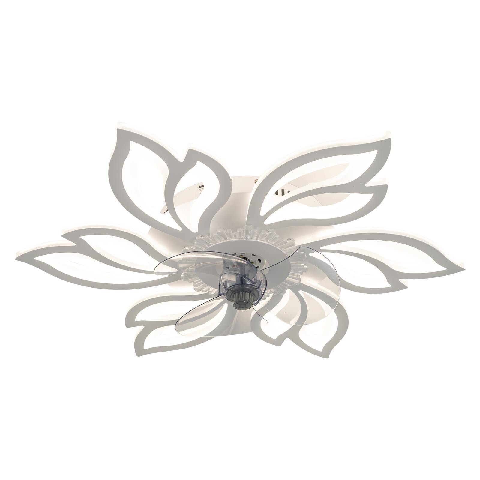 Pointed Petal Ceiling Fan Light 65cm Led With 3-color Dimming, Reversible Silent Dc Motor, 6-speed, Sleep Timer, 2.4g App & Remote Control | White