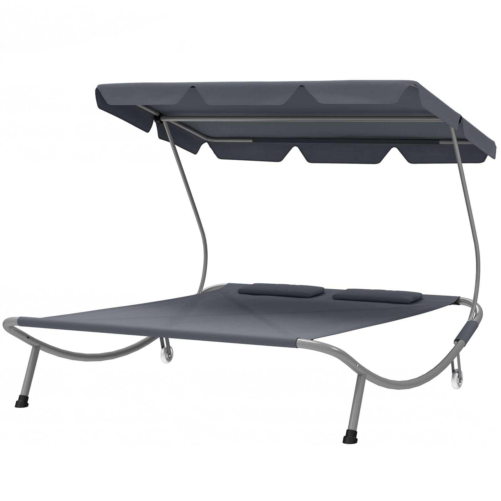 Garden Double Hammock Sun Lounger Day Bed Canopy 2 Pillows