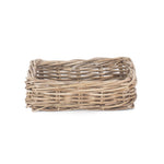 Rattan Shallow Kubu Grey Rattan Rectangular Basket | Small | Gray