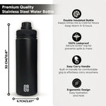 800ml Insulated Stainless Steel Water Bottle Magnetic Phone Holder | Black