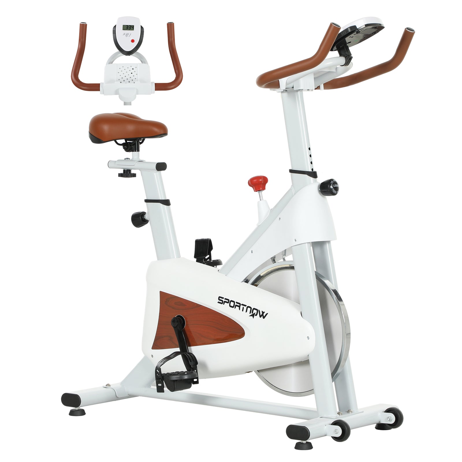 Exercise Bike, Quiet, Adjustable Seat, Lcd Monitor | White