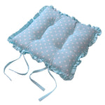 HOMESCAPES Reversible Blue Frilled Cushion Seat Pad With Ties Birds & Flowers