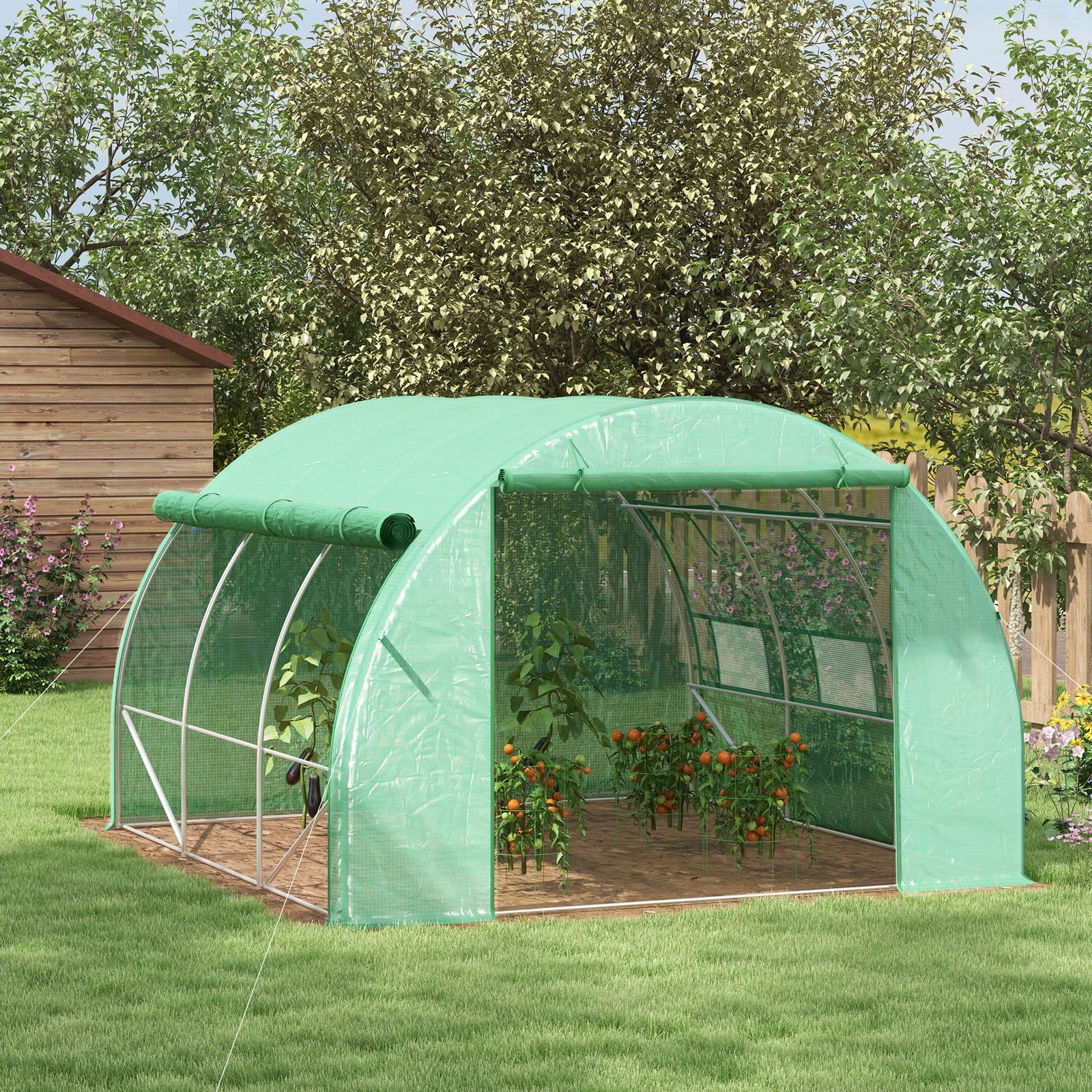 3x3x2m Polytunnel Greenhouse W/ Steel Frame | Green