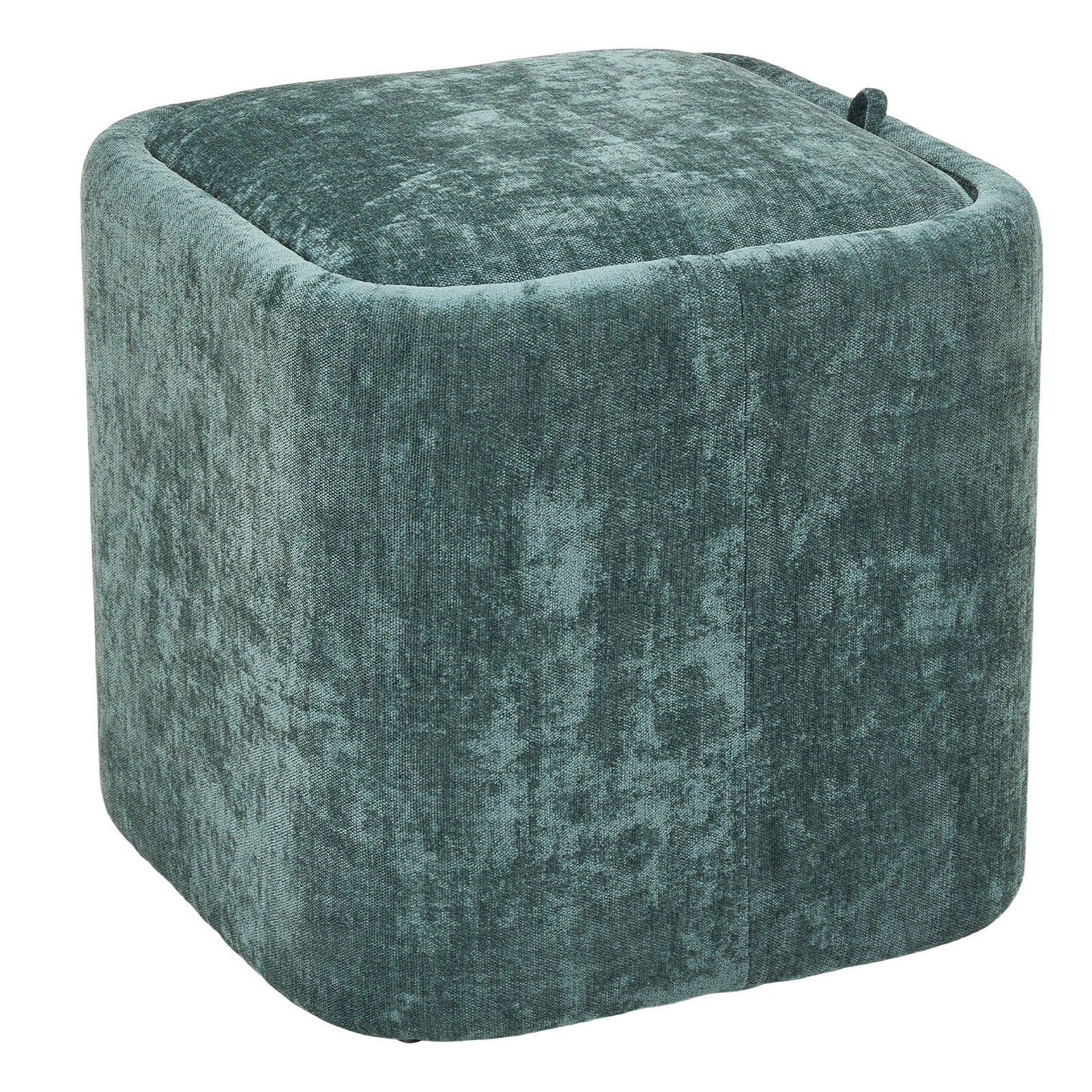Modern Cube Storage Footstool Ottoman With Reversible Lid | Green