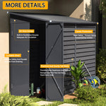 Durable Zinc Steel Metal Garden Shed 4.7×8.86ft – Waterproof Outdoor Storage House For Tools And Garden Equipment, Charcoal Black | Charcoal Black