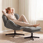 Armchair With Footstool, 360-degree Swivel Accent Chair | Grey