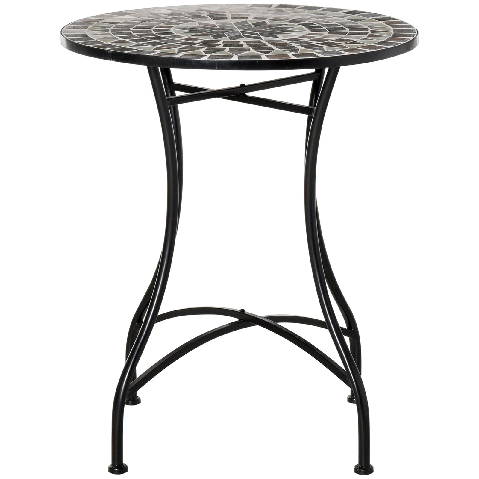 60cm Round Mosaic Side Table -grey