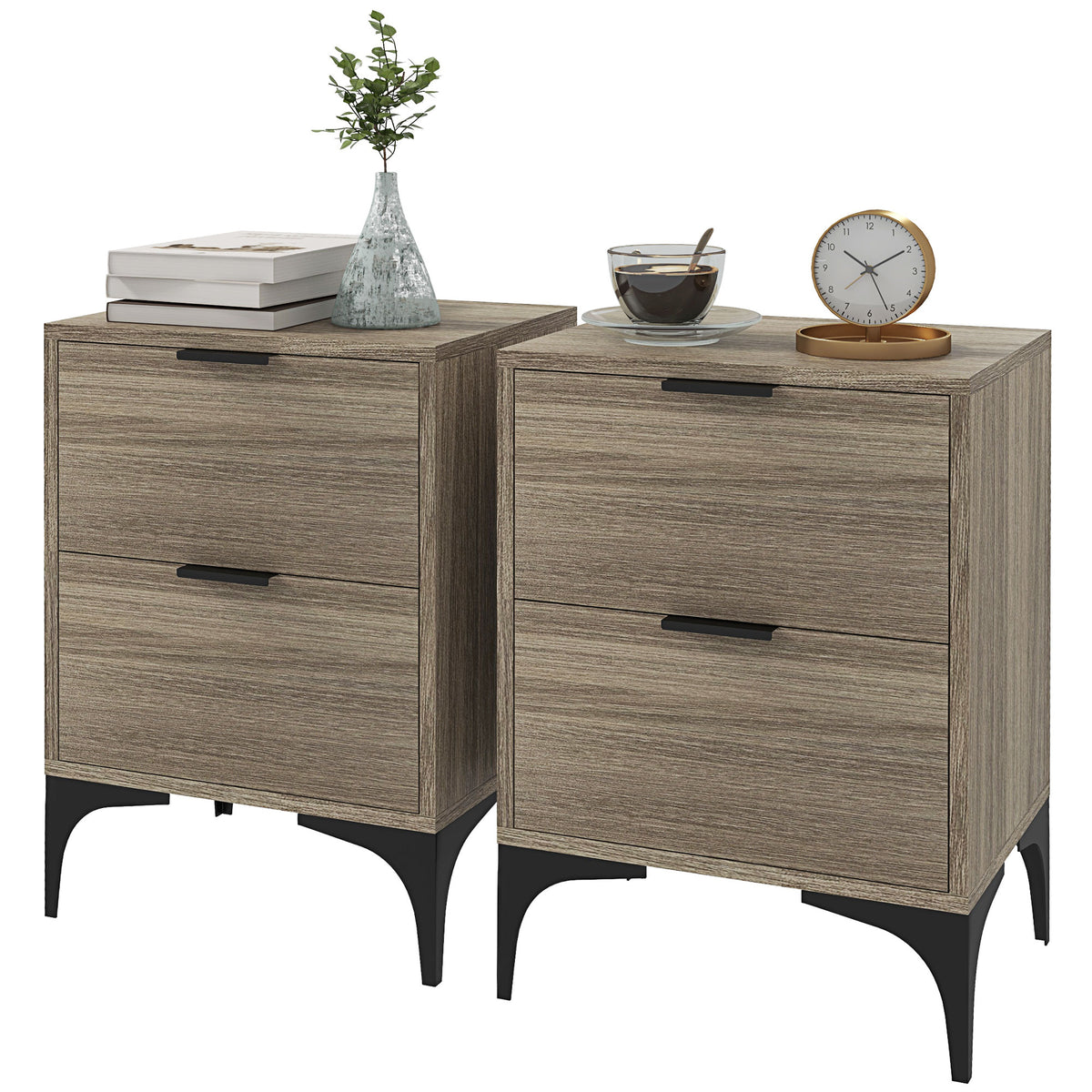 Bedside Tables Set Of 2 With 2 Drawers For Bedroom | Set of 2