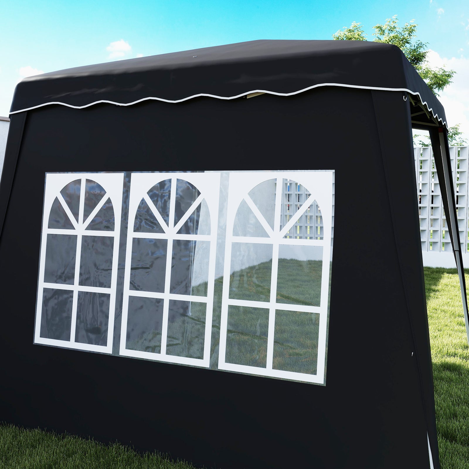 2.4x2.4m Pop Up Gazebo With 2 Sidewalls And Carry Bag | Black