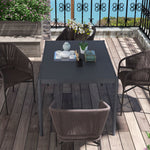 145cm Garden Table For 6, Slatted Aluminum Top, Dark Grey