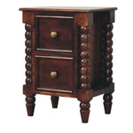 Solid Wood Spindle Winewood Nightstand