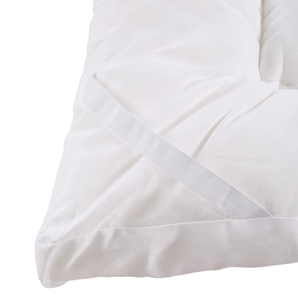 Quilted Mattress Topper With Thick 10cm Padding – Soft Brushed Fabric, Breathable Support & Secure Fit Straps | Super King | White