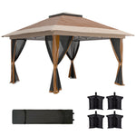 3.6x3.6m Pop Up Gazebo, Mesh Sides, Upf50+ | Brown