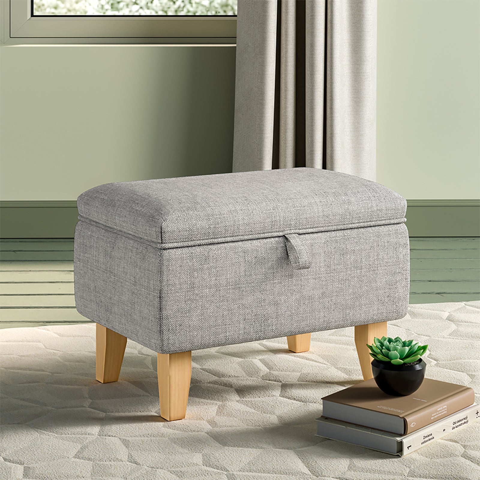 Breeins Linen Fabric Storage Ottoman