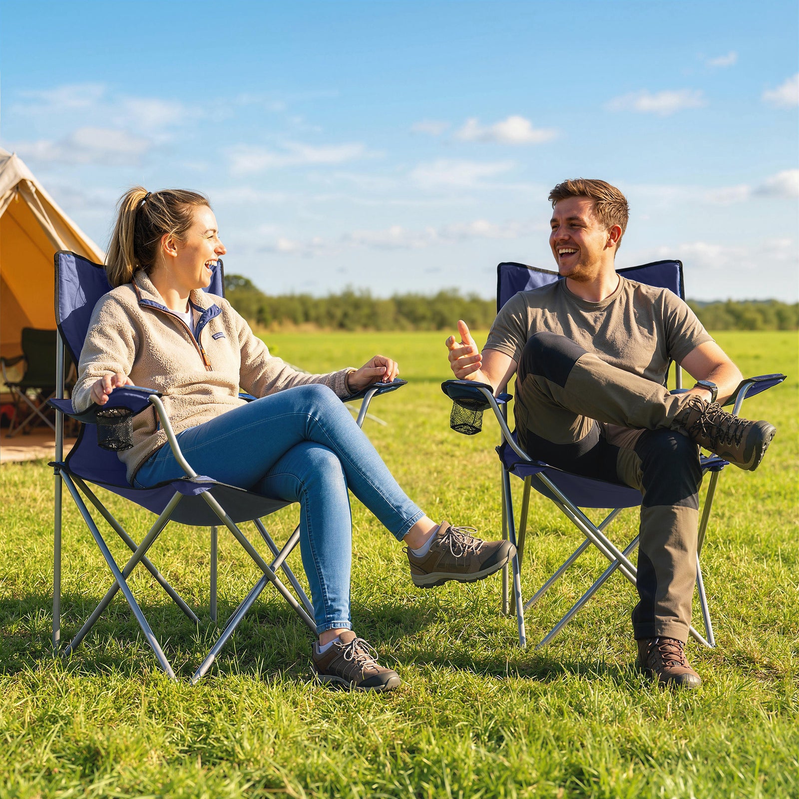 Camping Chair Set Of 2 Portable Folding | Blue