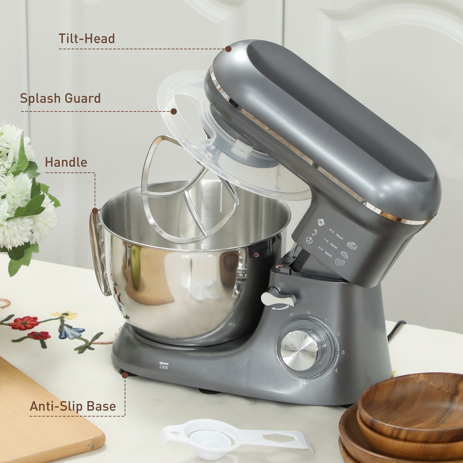Electric Stand Mixer 4.5l Food Mixer With Dough Hook | Silver