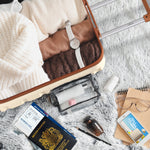 56x45x25cm Large Cabin Carry On Case - Overhead Luggage Suitcase - 4 Spinner Wheels - Abs Shell | 56 x 45 x 25cm | Cream