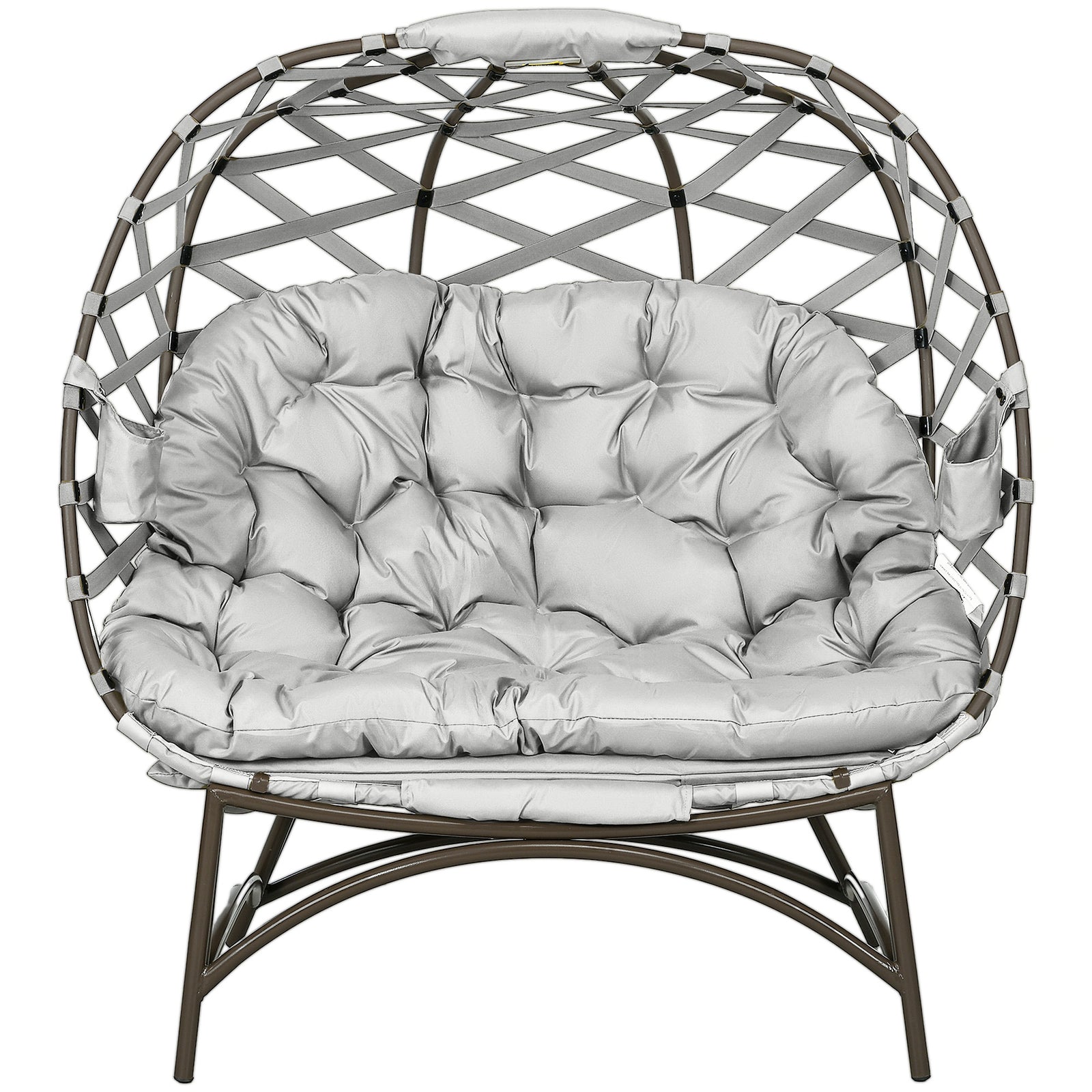 2-seater Woven Egg Chair, Light Grey