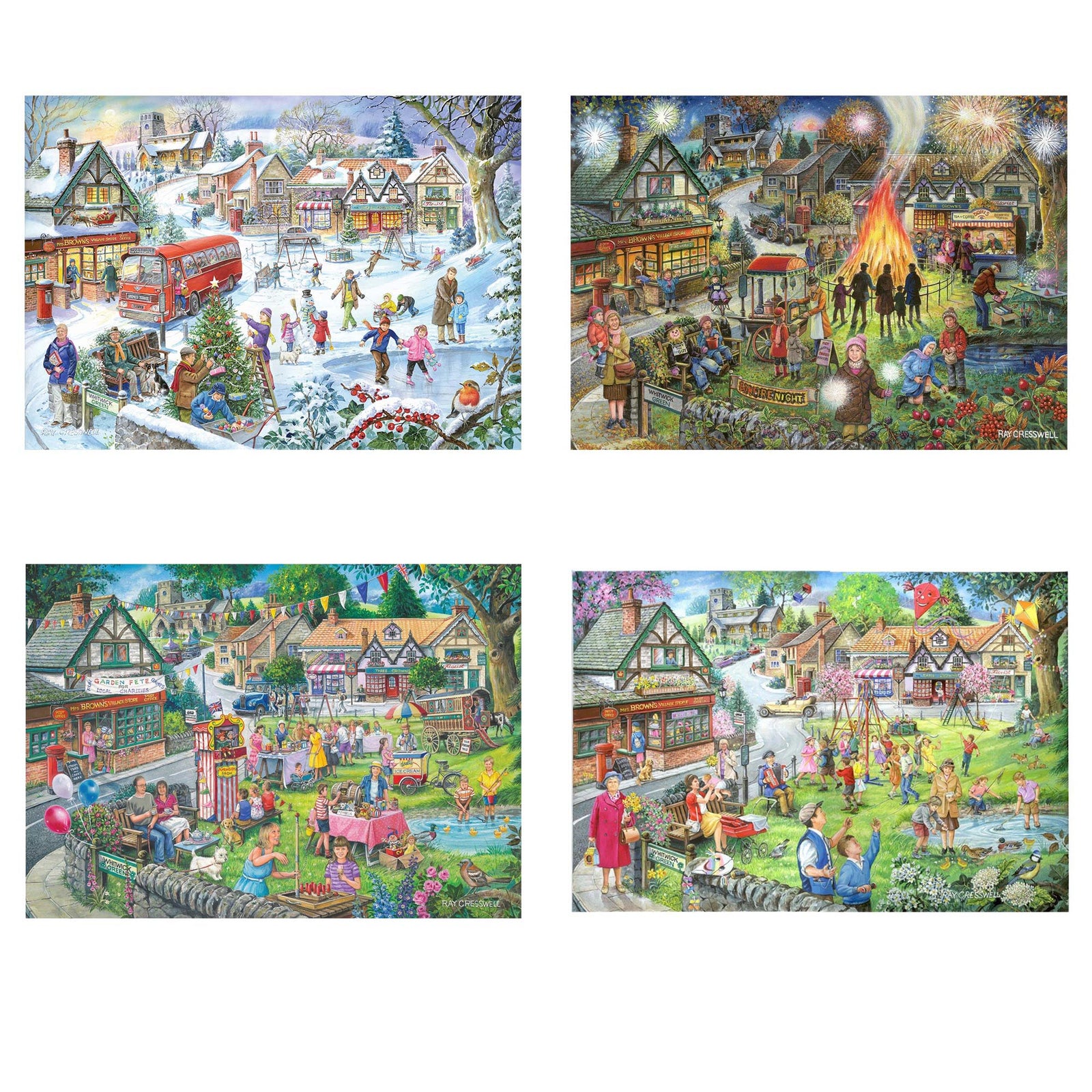 Seasons On The Green Jigsaws - 4 X 500 Piece Jigsaw Puzzles Multi Pack - For Adults