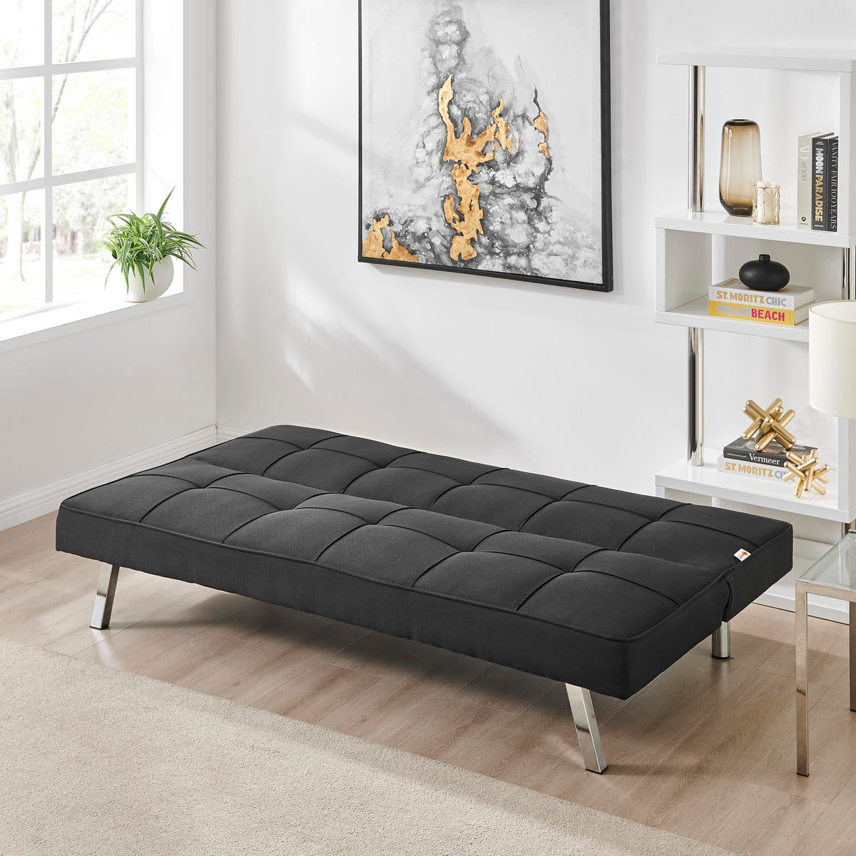 Britney Linen Sofa Bed 3 Seater | Black