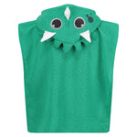 Childrens/kids Stompy The Dinosaur Hooded Towel | 4-6 Years | Green