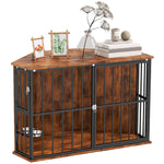 Corner Dog Crate Furniture With 2 Bowls For Small & Medium Dogs