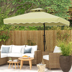 2.5m Square Cantilever Parasol W/ Ruffles | Beige