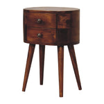 Solid Wood Mini Chestnut Rounded Bedside Table