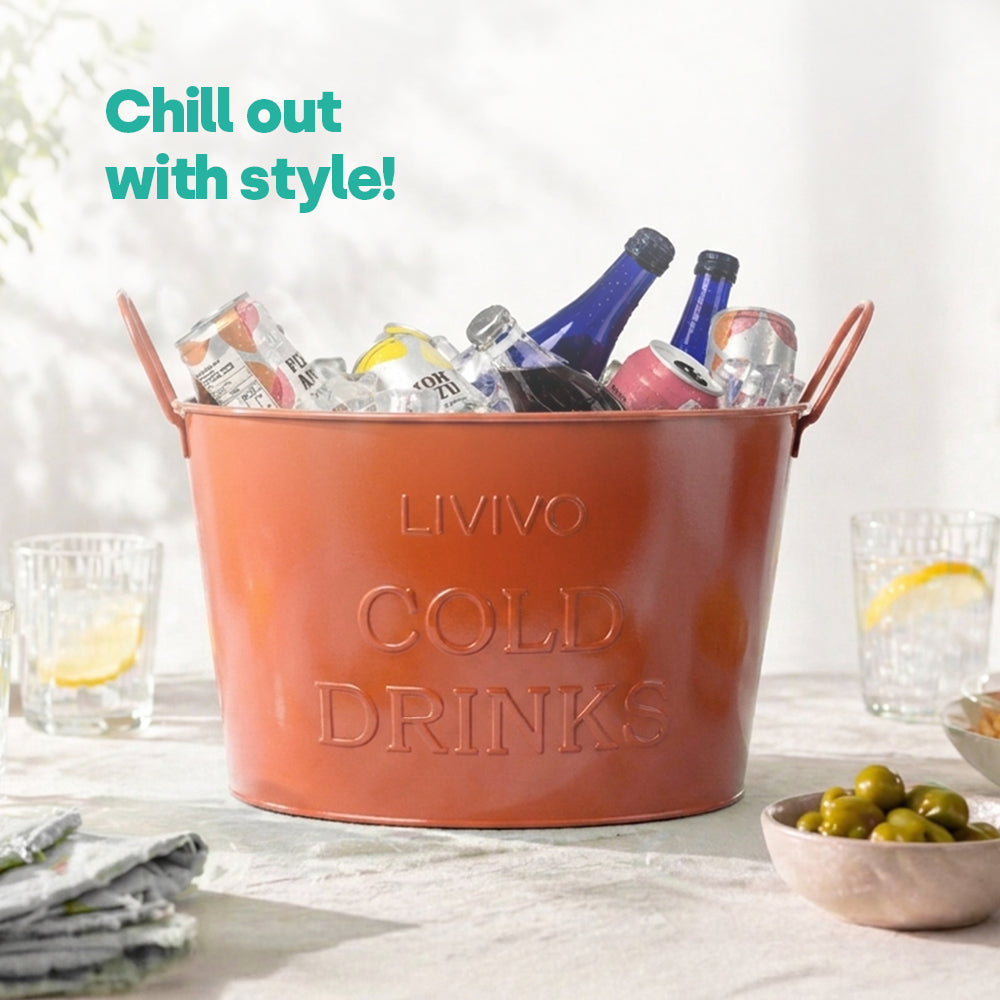 Galvanised Steel Drinks Bucket | Coral