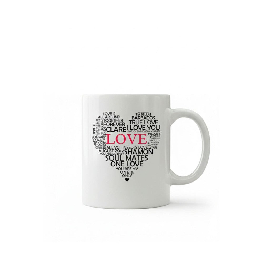Love Typography Heart Printed Ceramic Mug Valentine’s Day Gift
