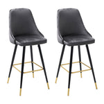 Set Of 2 Modern Upholstered Velvet High Chairs Bar Stools