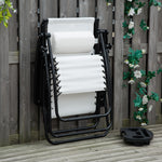 Zero Gravity Chair Adjustable Patio Lounge W/ Cup Holder | White