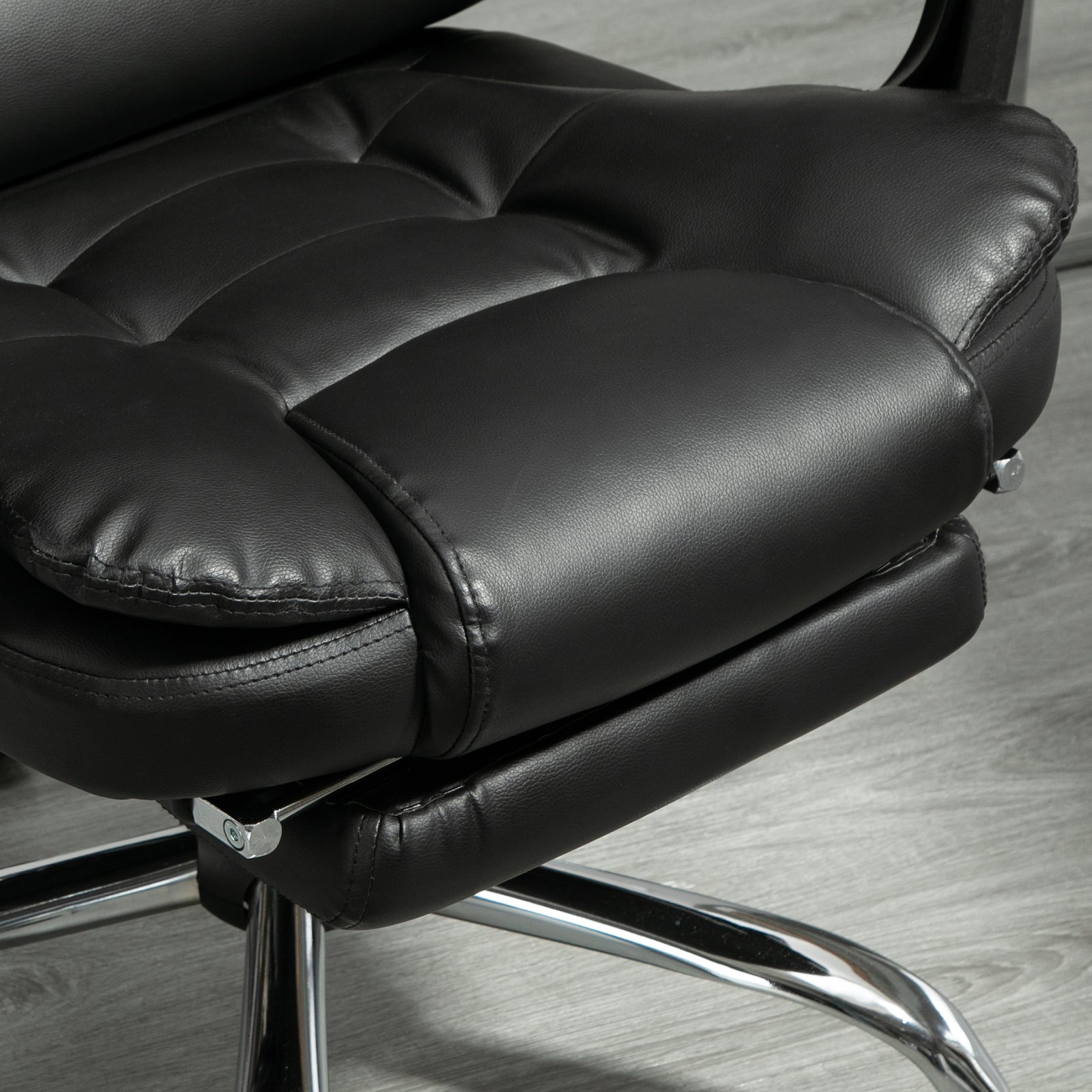 Pu Leather Executive Chair With Footrest | Black