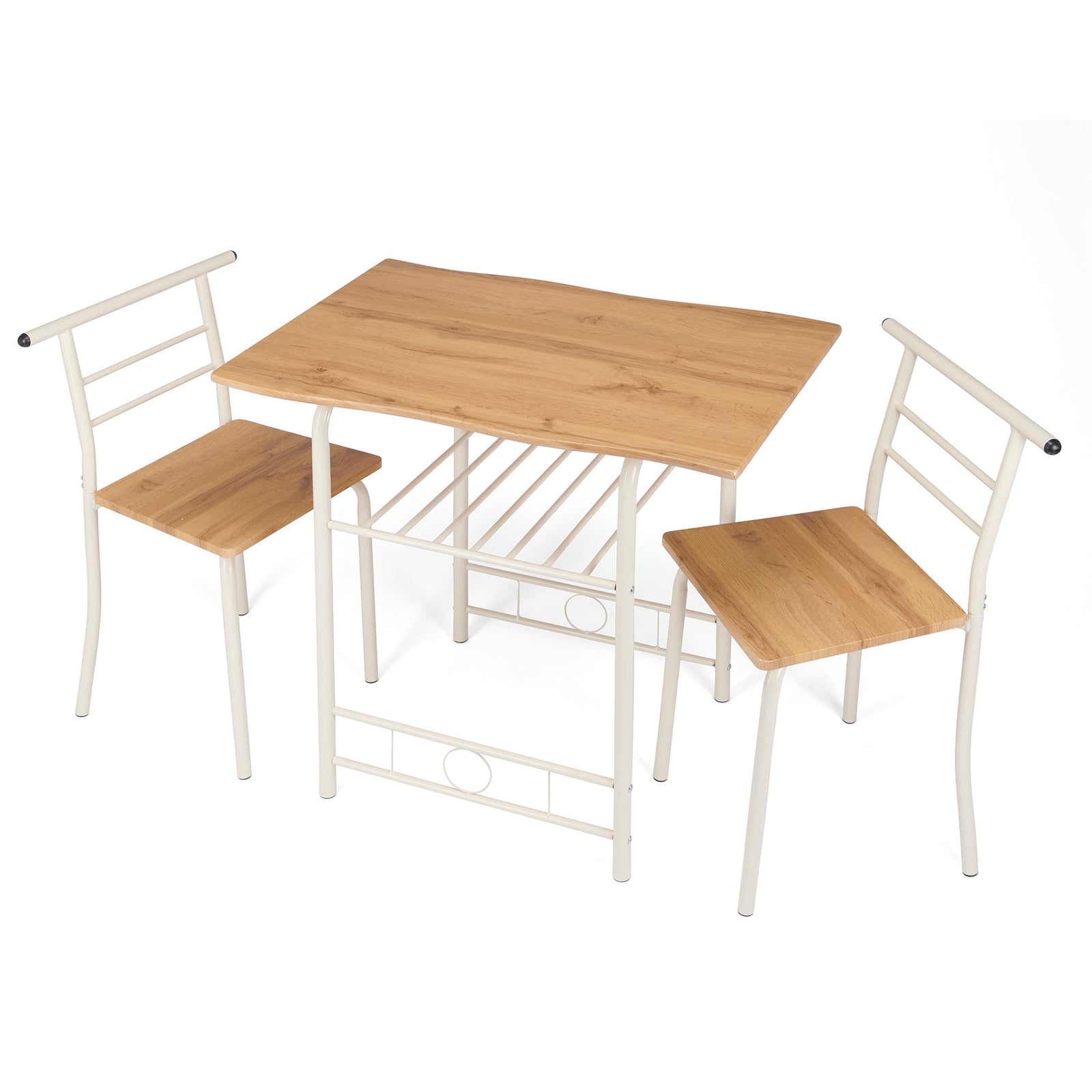 Live Edge Compact Dining Set, Table & 2 Chairs, W80 X D53cm | Buttermilk