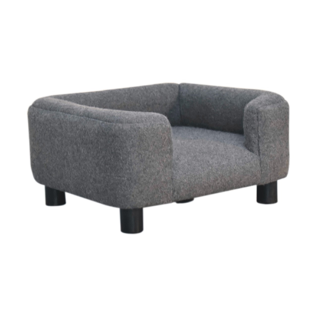 Solid Mango Wood, Upholstered Mini Battleship Tweed Pet Sofa Bed