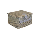 Grey Checked Picnic Wicker Basket With Cooler | 2-Person | Gray