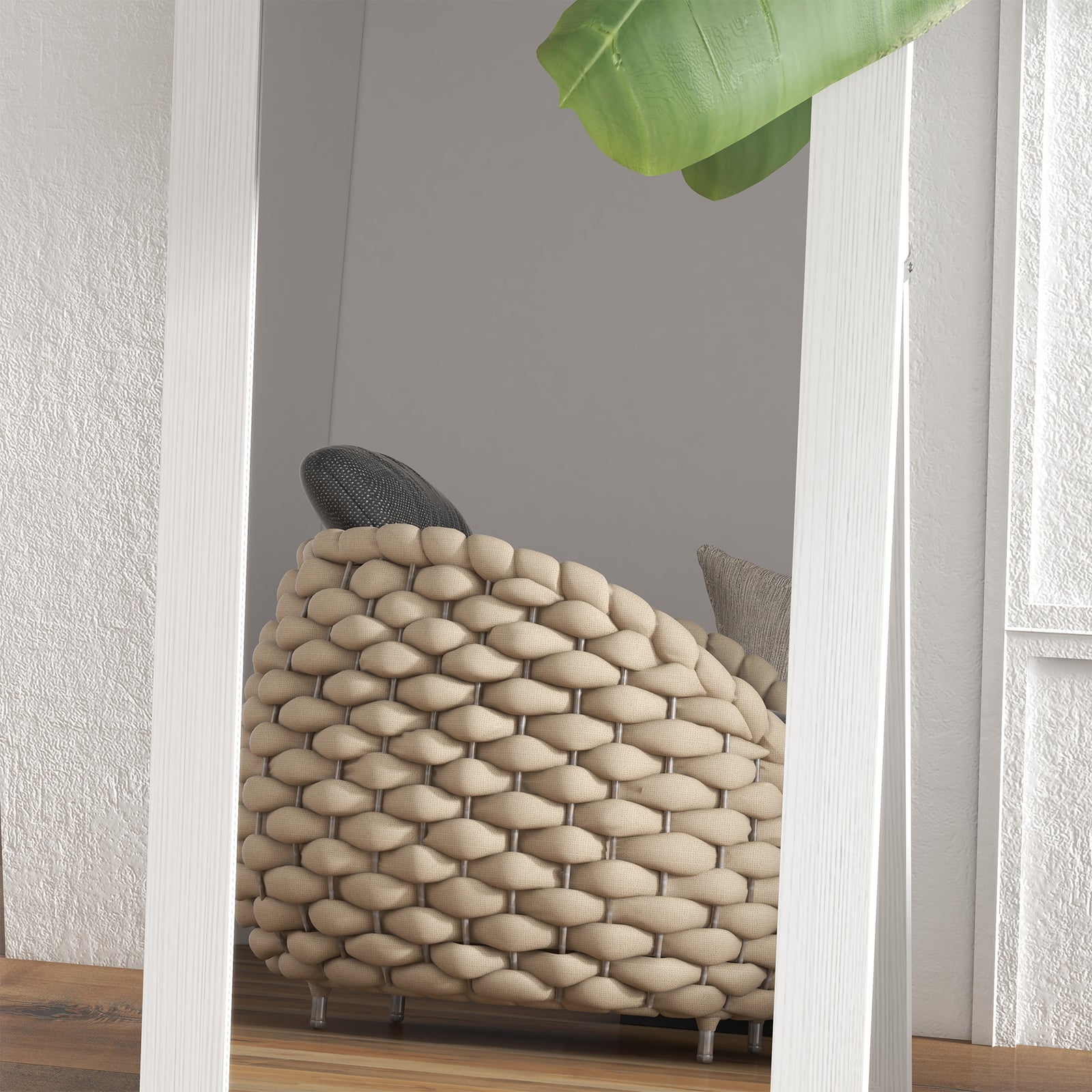 Full Length Mirror Farmhouse Wall Mirror Hanging | One Size | White