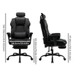 Ergonomic Office Chair Suede Fabric Wide Seat 155° Recline Footrest | Black