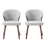 Set Of 2 Upholstered Chenille Dining Chairs With  Backrest And Solid Oak Legs – Comfortable | Grey