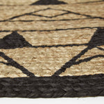 Natural & Black Mandala Braided Jute Rug Round | 200cm | Black
