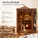 Book Nook Kit For Adults Wooden Miniature Bookstore With Led Walnut