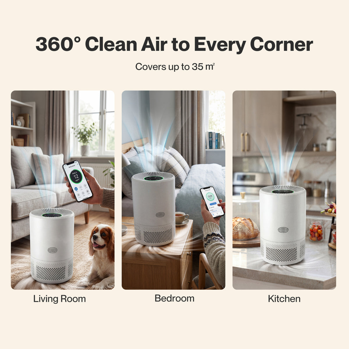 Spector Air Purifier Smart Hepa Alexa App Control With Timer Quiet Sleep Mode