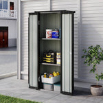 Metal Garden Storage Cabinet 1.5×2.5 Ft Flat Roof Shed With Adjustable 2 Shelves &  Lockable Double Doors
