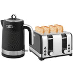 Kettle And Toaster Set With 3000w Rapid Boil, 4 Slice Toaster | Black