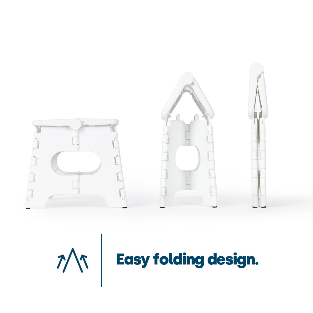 Compact Folding Step Stool With Non-slip Surface | White