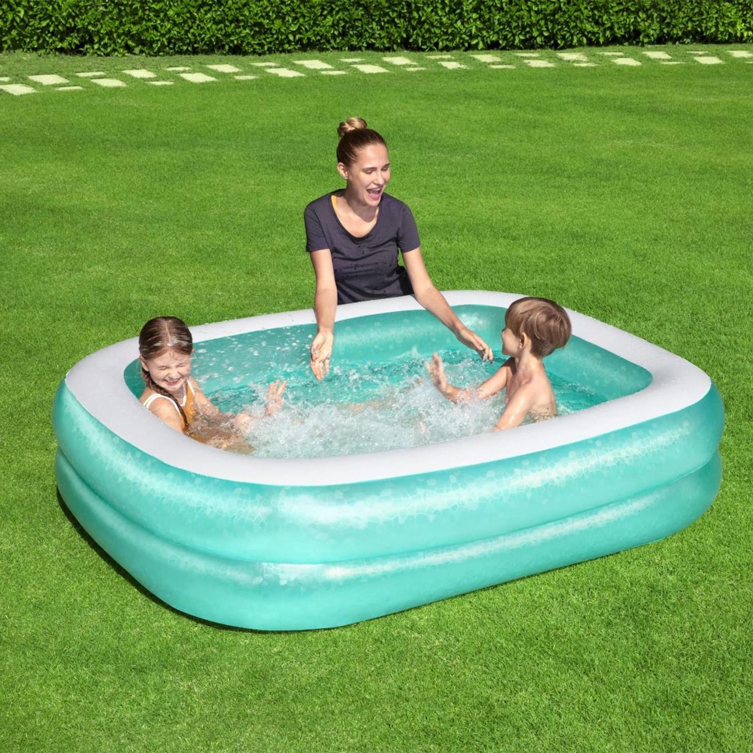 Inflatable Rectangular Family Pool With Repair Patch, 2.01mx1.50mx51cm
